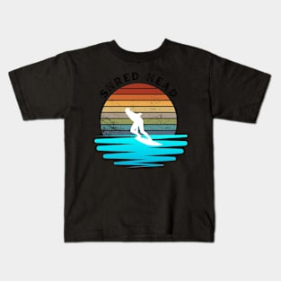 Retro Sunset with Surfer on the Ocean Waves Kids T-Shirt